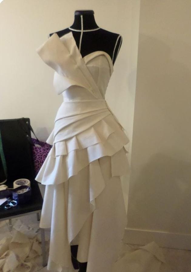 Dress with Ruffles & Pleats